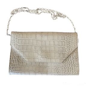 Halogen Gray Clutch or Crossbody Purse with detachable chain
